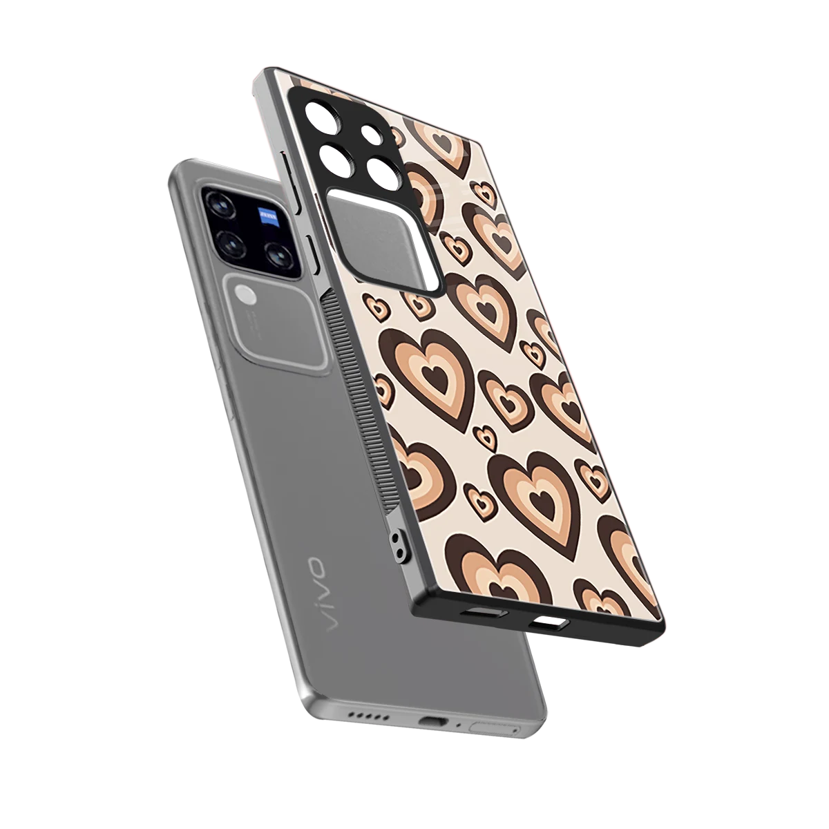 Sweetheart Cocoa sleekvivo v30 pro cover with tempered glass back and TPU edges