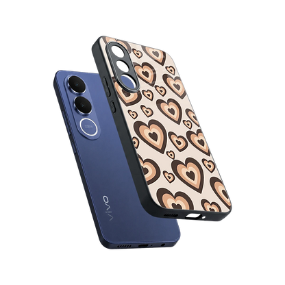 Sweetheart Cocoa sleek vivo v70 fe cover with tempered glass back and TPU edges