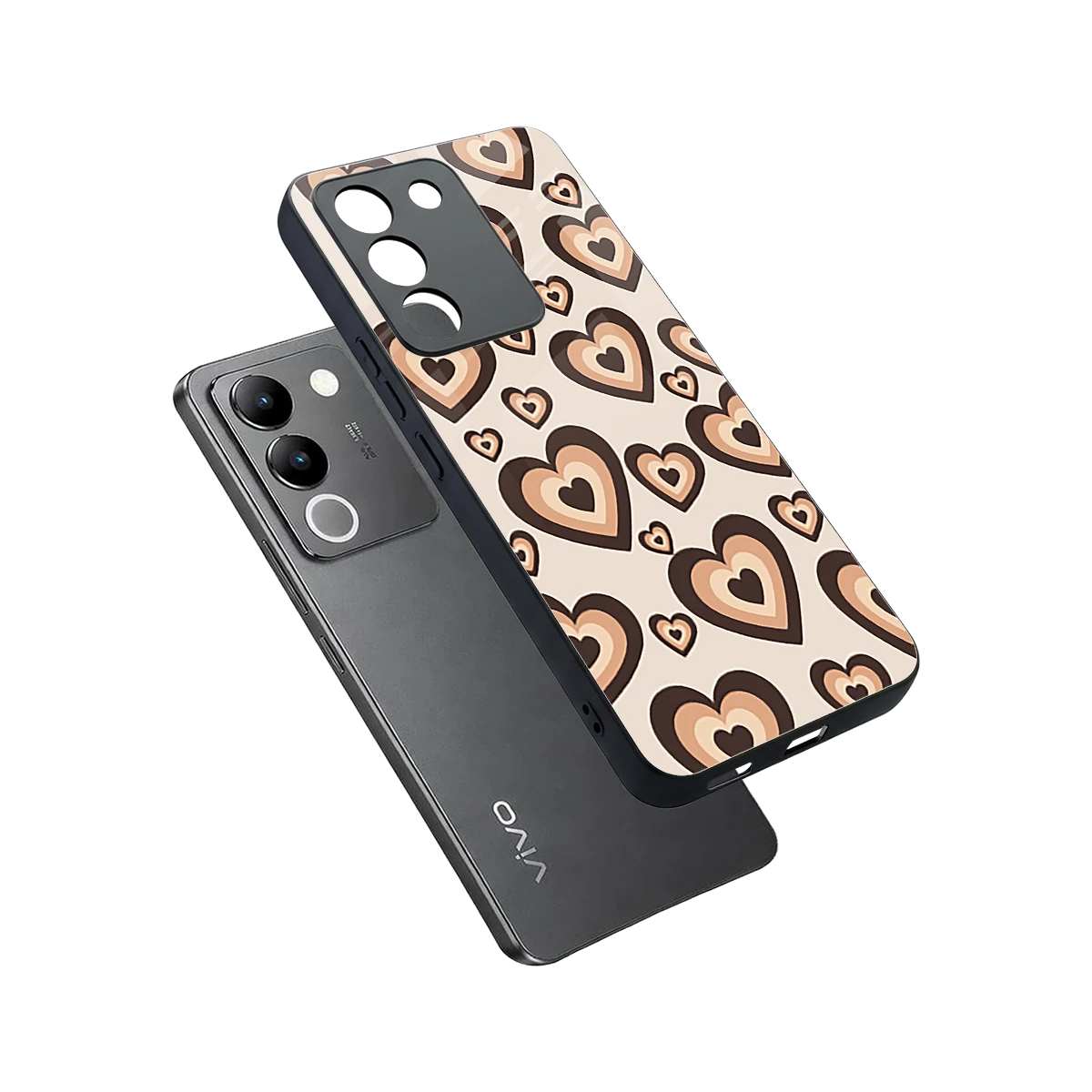 Sweetheart Cocoa sleek vivo y200 5g cover with tempered glass back and TPU edges