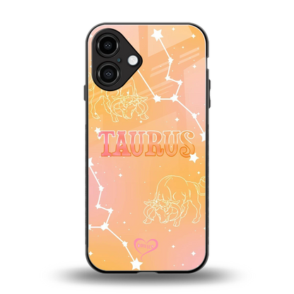 Taurus Aura back phone cover | glass case for iphone 16 plus