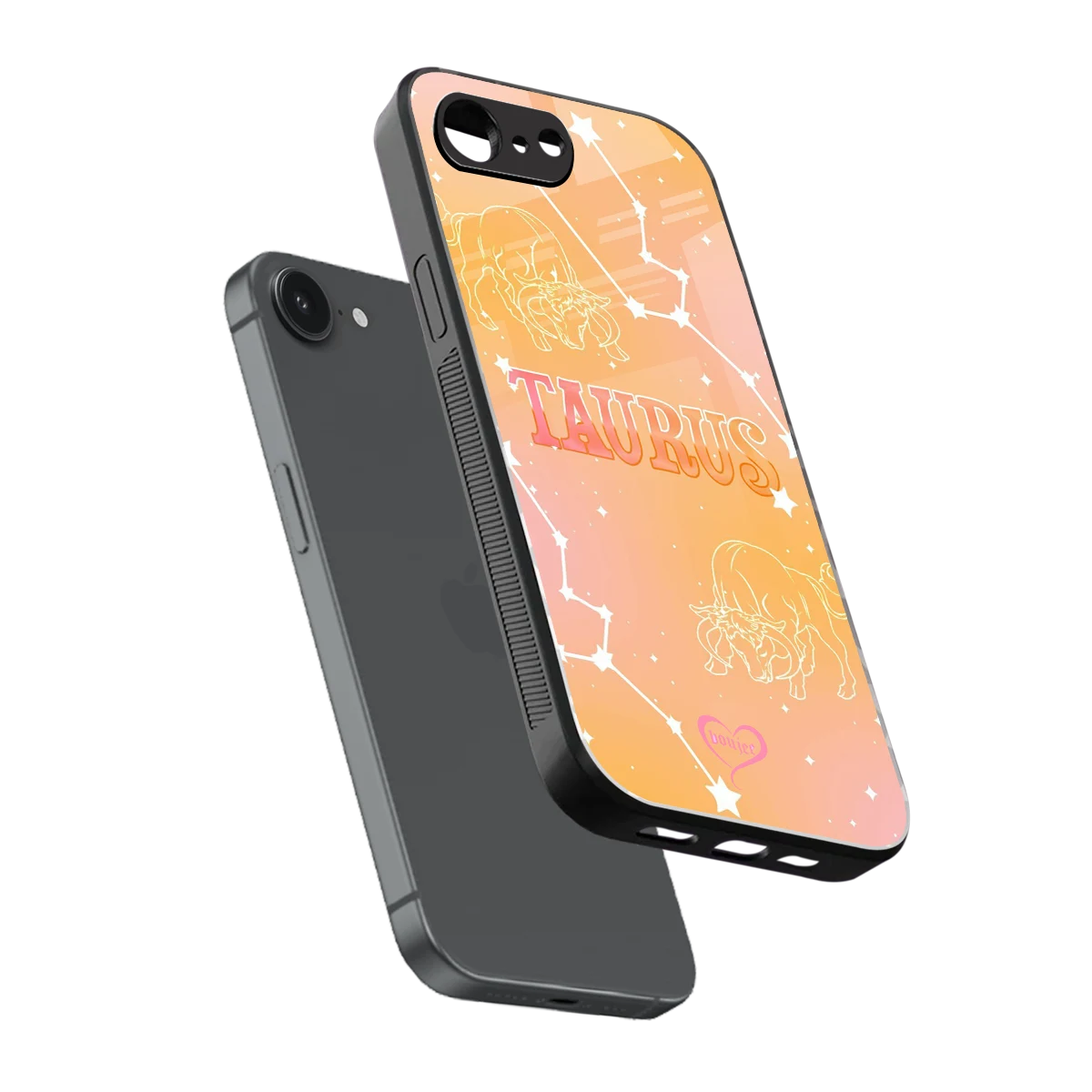 Taurus Aura sleek iphone 16e cover with tempered glass back and TPU edges