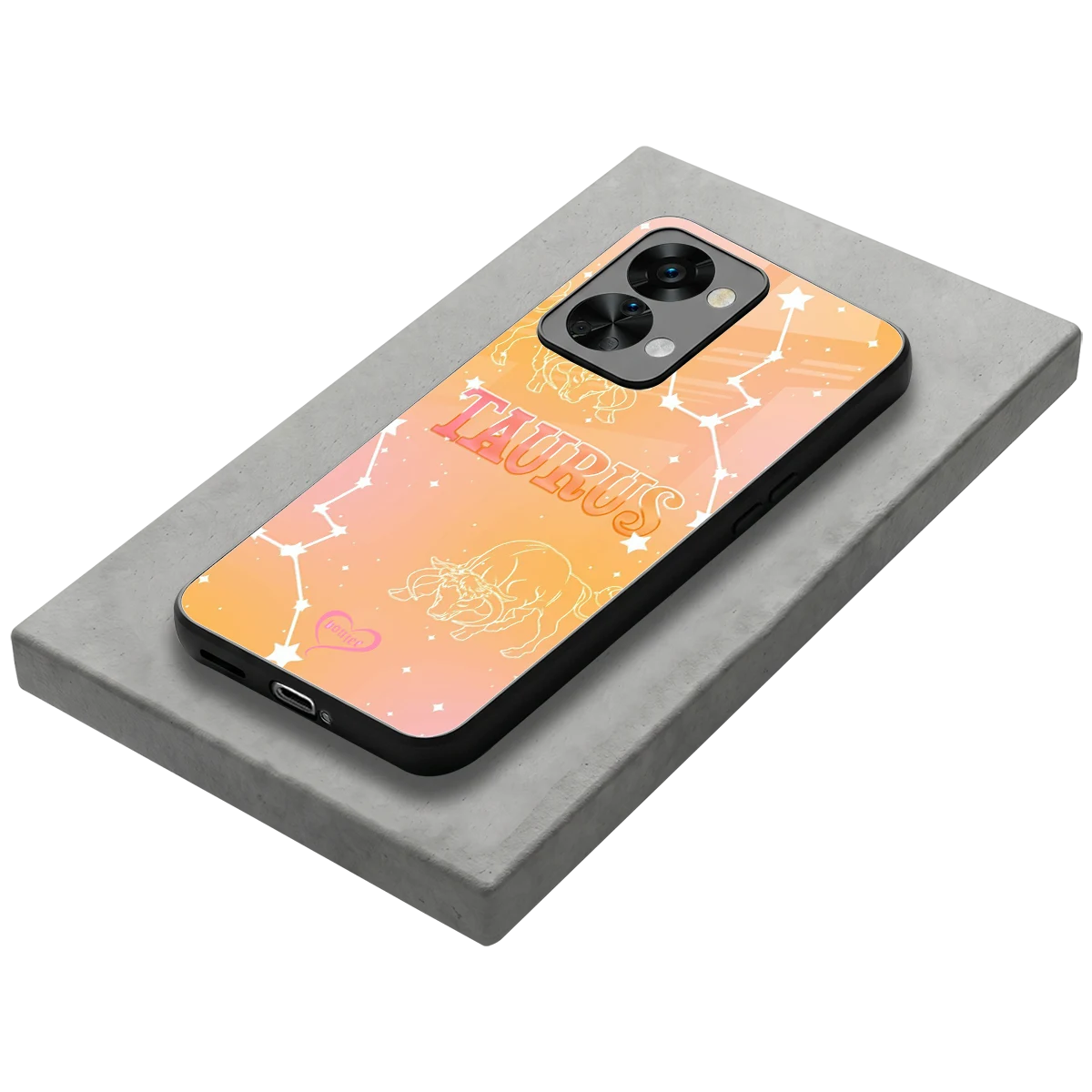 Taurus Aura stylish phone case for oneplus nord 2t | glossy glass and slim fit