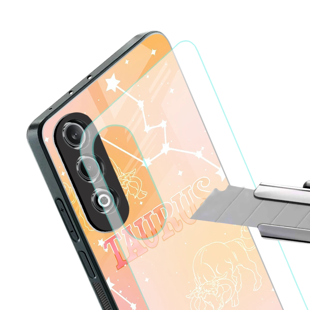 Taurus Aura stylish phone case for oneplus nord ce 4 | glossy glass and slim fit