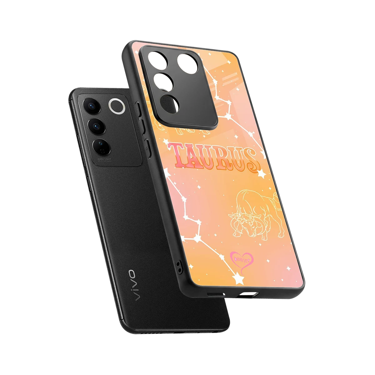 Taurus Aura sleek vivo v27 5g cover with tempered glass back and TPU edges