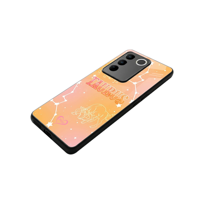 Taurus Aura stylish phone case for vivo v27 5g | glossy glass and slim fit