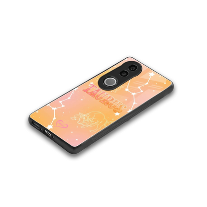 Taurus Aura stylish phone case for vivo v50 | glossy glass and slim fit