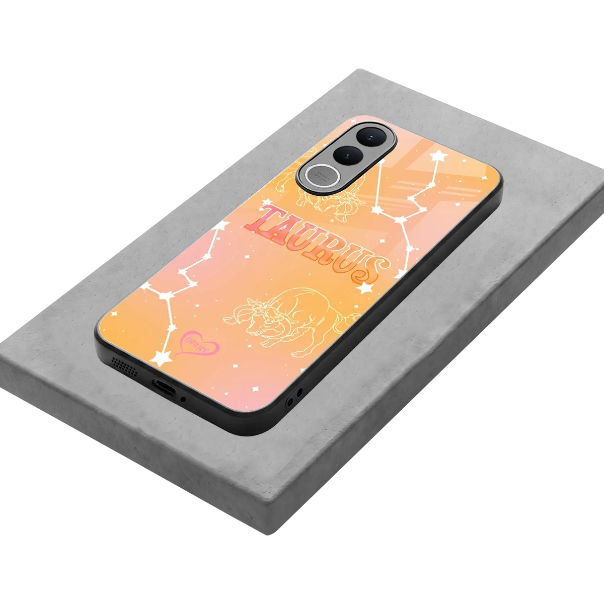 Taurus Aura stylish phone case for vivo v70 fe | glossy glass and slim fit