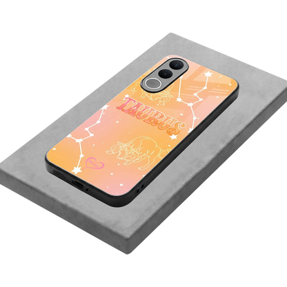 Taurus Aura stylish phone case for vivo v70 fe | glossy glass and slim fit
