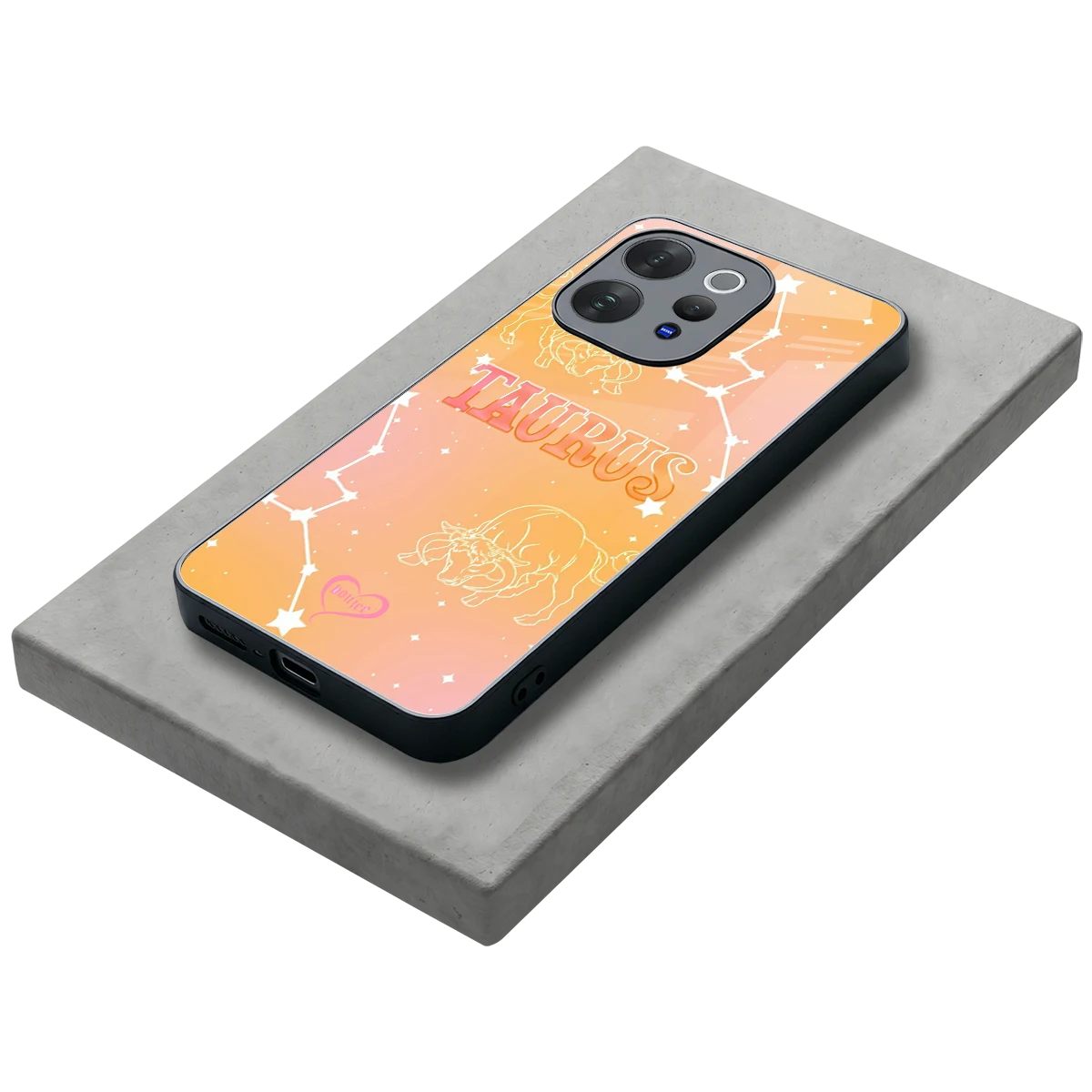 Taurus Aura stylish phone case for vivo v70 elite | glossy glass and slim fit