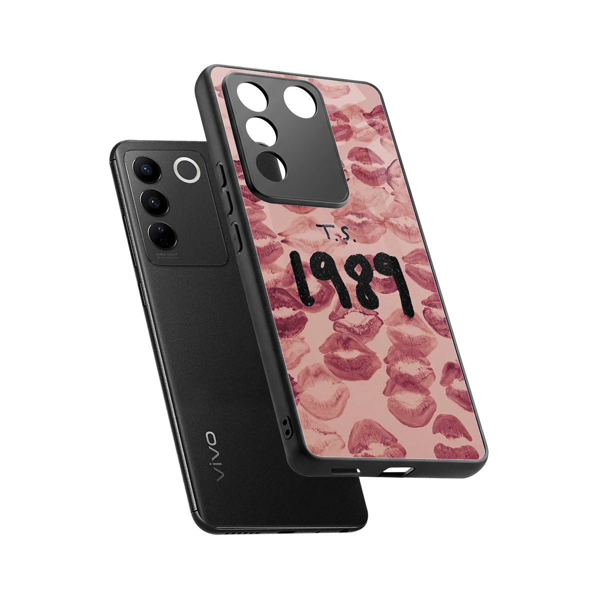 Taylor Swift 1989 sleek vivo v27 5g cover with tempered glass back and TPU edges