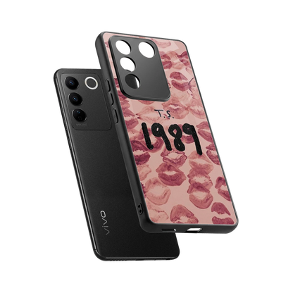 Taylor Swift 1989 sleek vivo v27 5g cover with tempered glass back and TPU edges