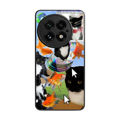 Techno Kitties back phone cover | glass case for oneplus 13