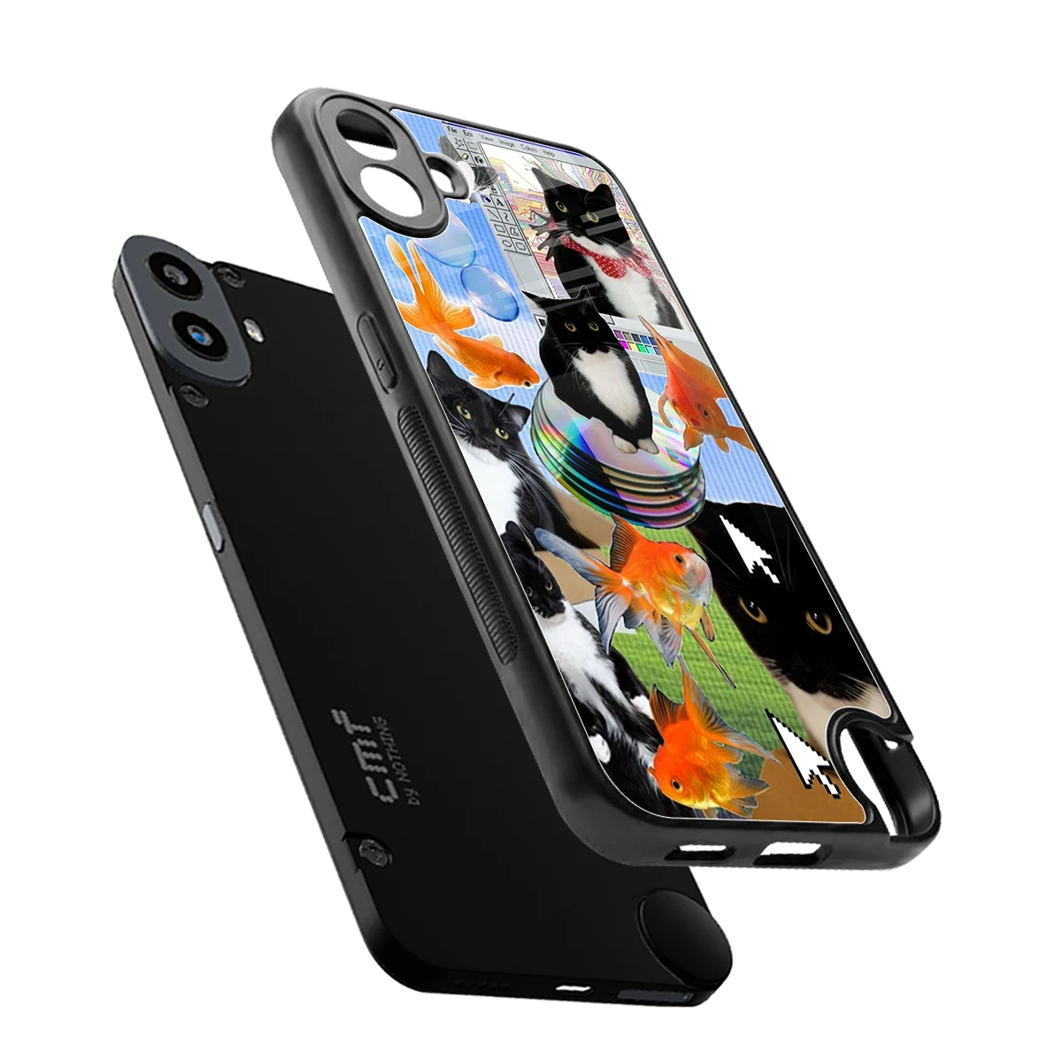 Techno Kitties sleek cmf nothing phone 1 cover with tempered glass back and TPU edges
