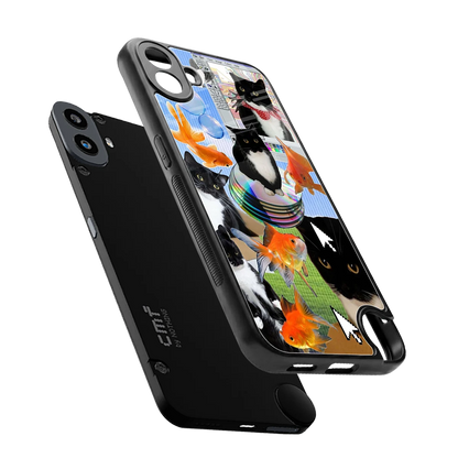 Techno Kitties sleek cmf nothing phone 1 cover with tempered glass back and TPU edges