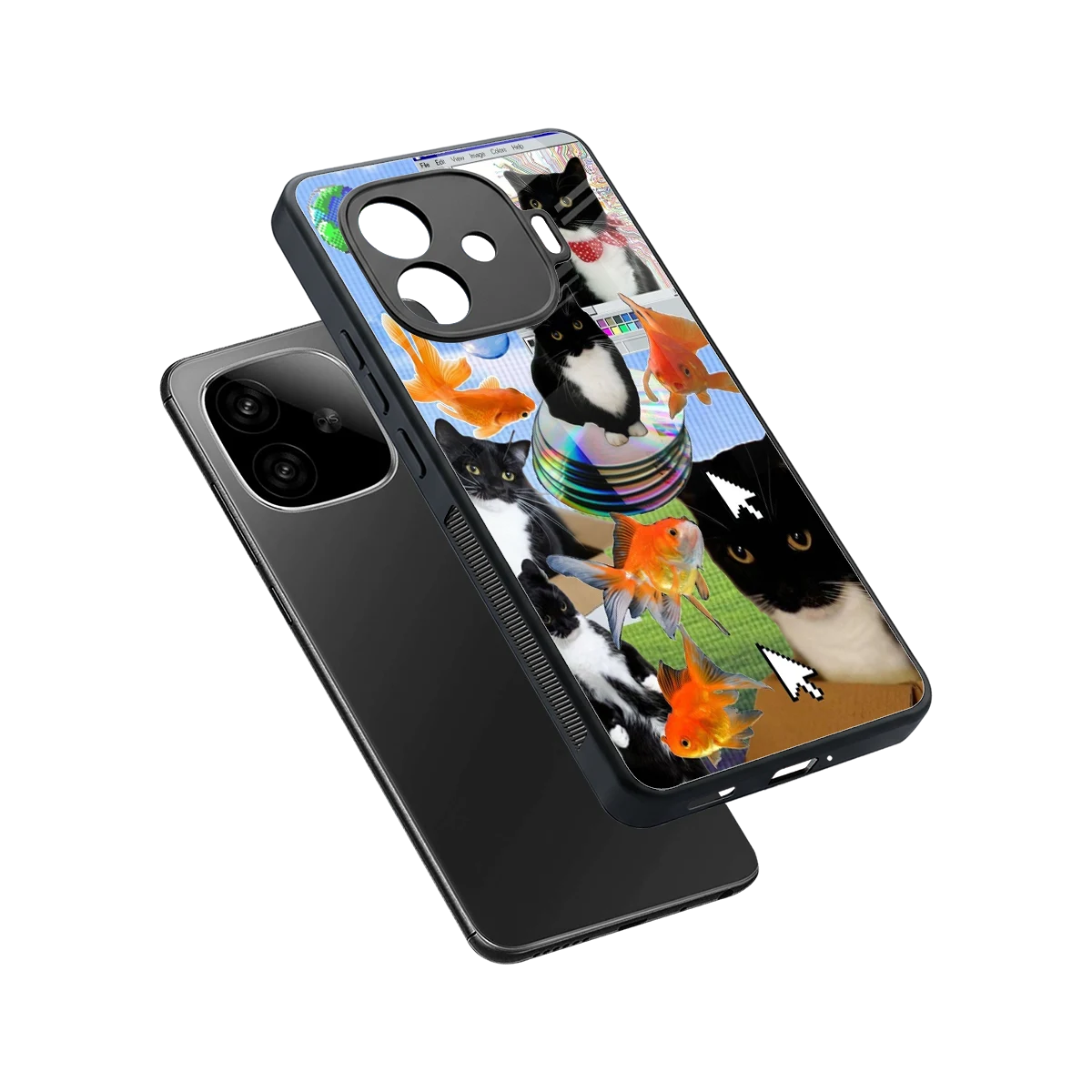 Techno Kitties sleek iqoo neo 10r 5g cover with tempered glass back and TPU edges