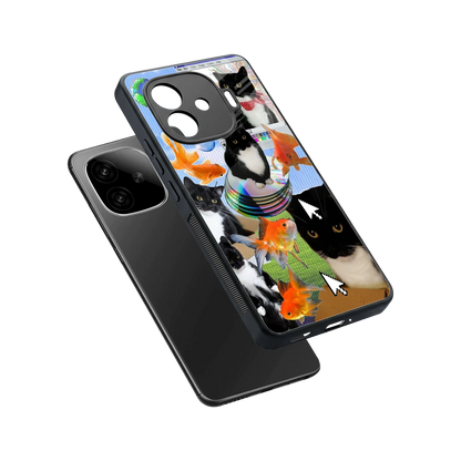 Techno Kitties sleek iqoo neo 10r 5g cover with tempered glass back and TPU edges