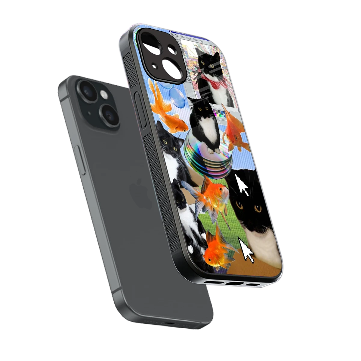 Techno Kitties sleek iphone 13 mini cover with tempered glass back and TPU edges