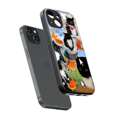 Techno Kitties sleek iphone 13 mini cover with tempered glass back and TPU edges