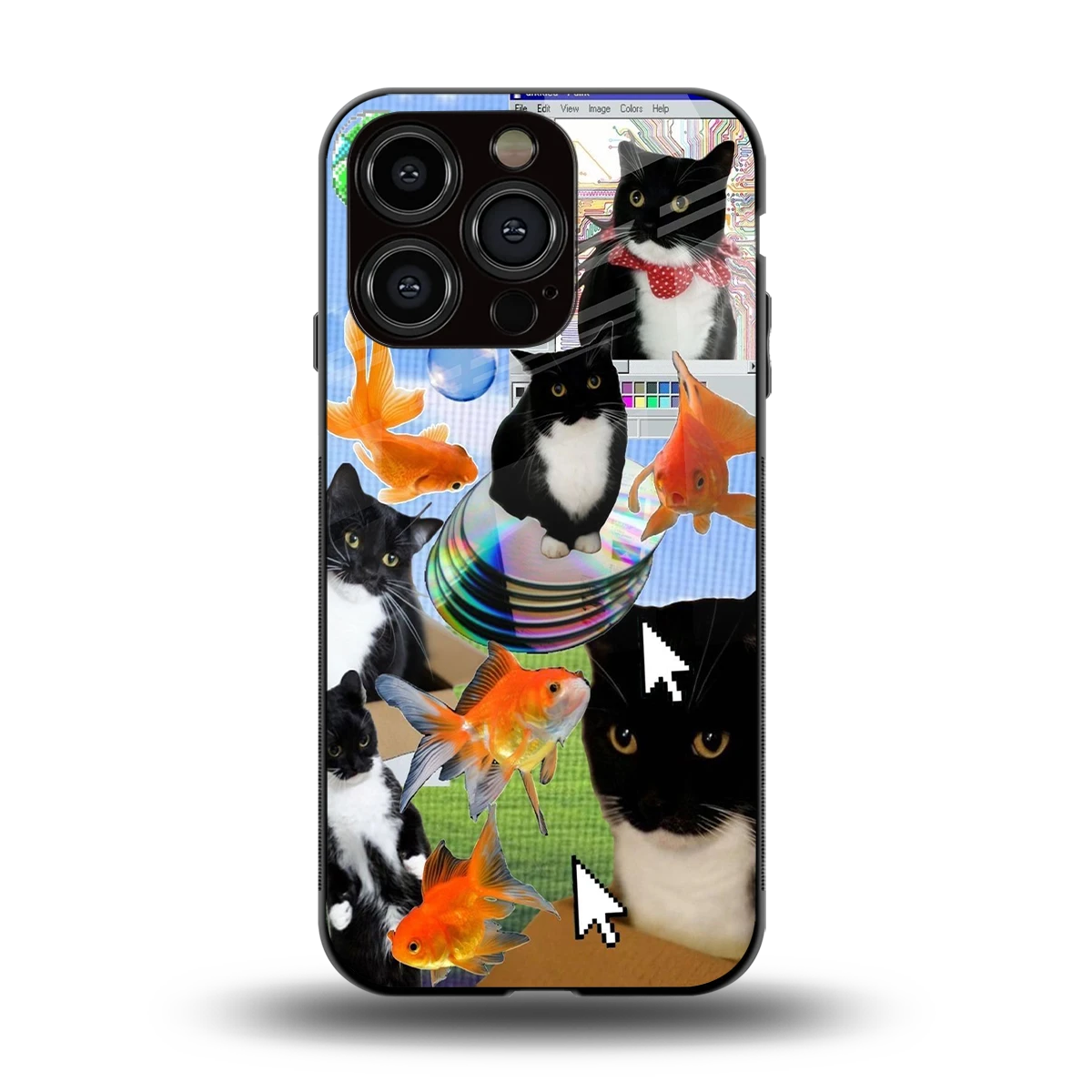 Techno Kitties back phone cover | glass case for iphone 13 pro