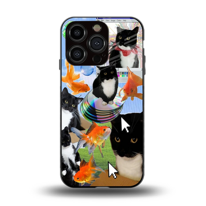 Techno Kitties back phone cover | glass case for iphone 13 pro