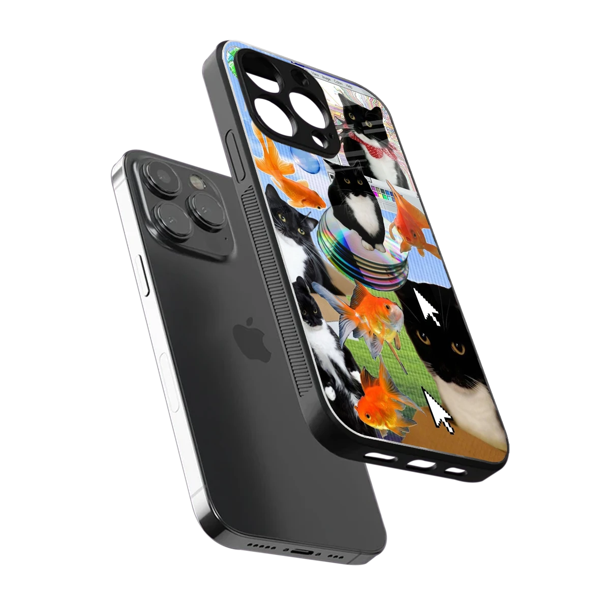 Techno Kitties sleek iphone 13 pro cover with tempered glass back and TPU edges