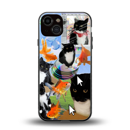 Techno Kitties back phone cover | glass case for iphone 13