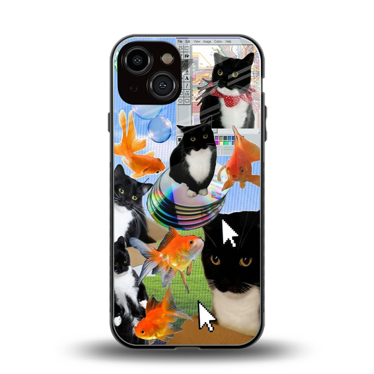 Techno Kitties back phone cover | glass case for iphone 13
