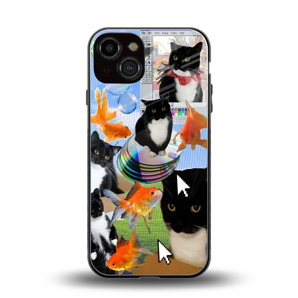 Techno Kitties back phone cover | glass case for iphone 14