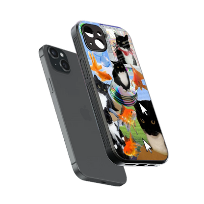 Techno Kitties sleek iphone 14 plus cover with tempered glass back and TPU edges