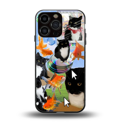 Techno Kitties back phone cover | glass case for iphone 15 pro max