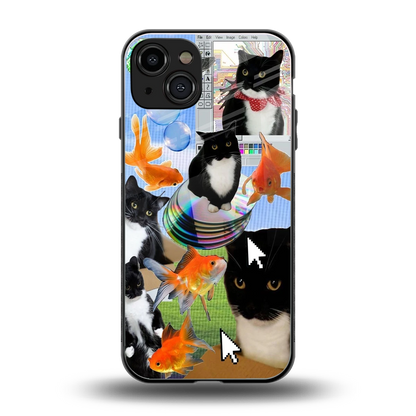 Techno Kitties back phone cover | glass case for iphone 15