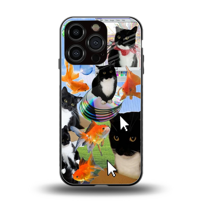 Techno Kitties back phone cover | glass case for iphone 16 pro