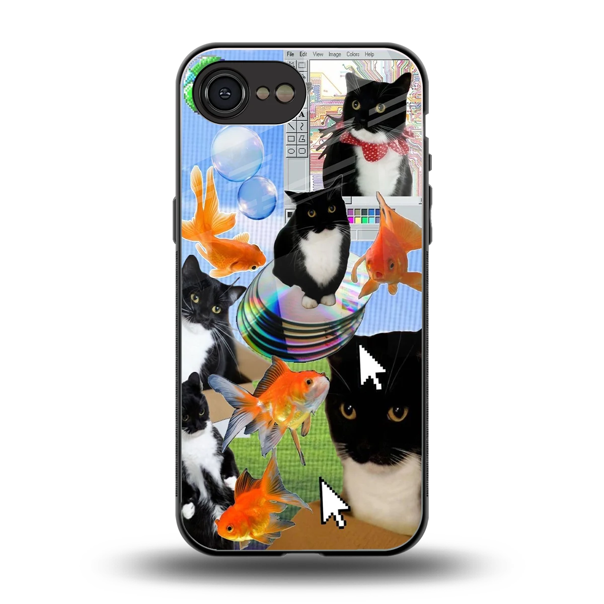 Techno Kitties back phone cover | glass case for iphone 16e