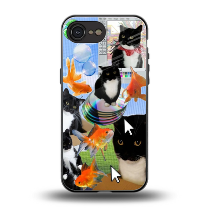 Techno Kitties back phone cover | glass case for iphone 16e
