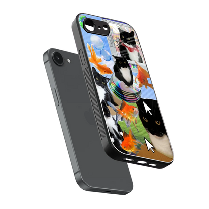 Techno Kitties sleek iphone 16e cover with tempered glass back and TPU edges
