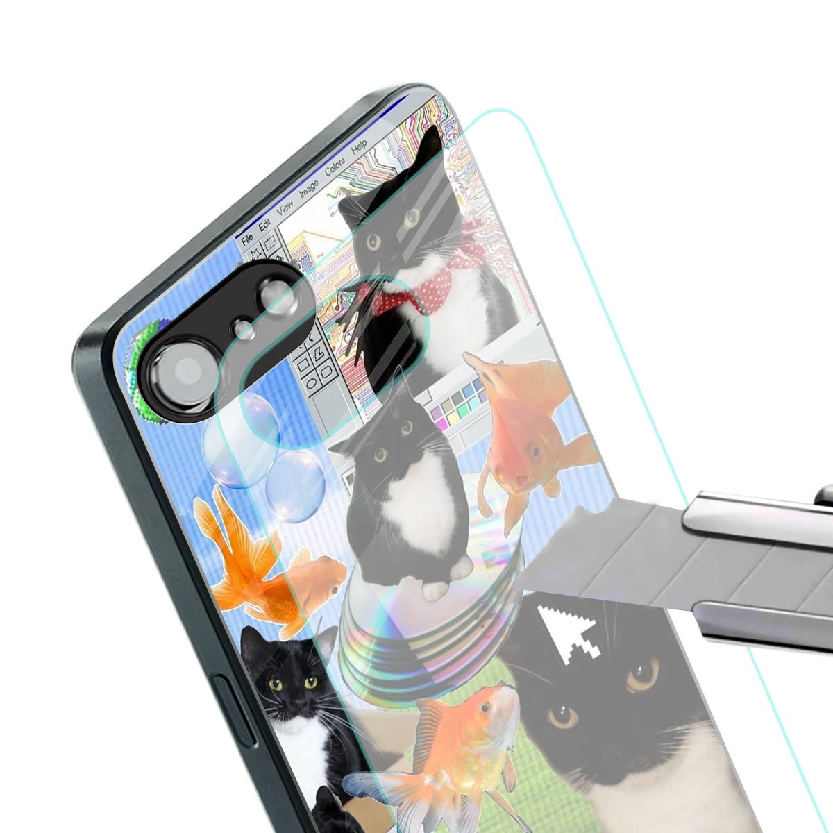 Techno Kitties stylish phone case for iphone 16e | glossy glass and slim fit