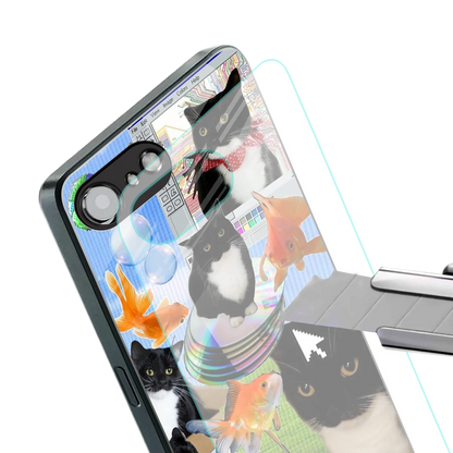 Techno Kitties stylish phone case for iphone 16e | glossy glass and slim fit
