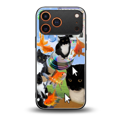 Techno Kitties back phone cover | glass case for iphone 17 pro max