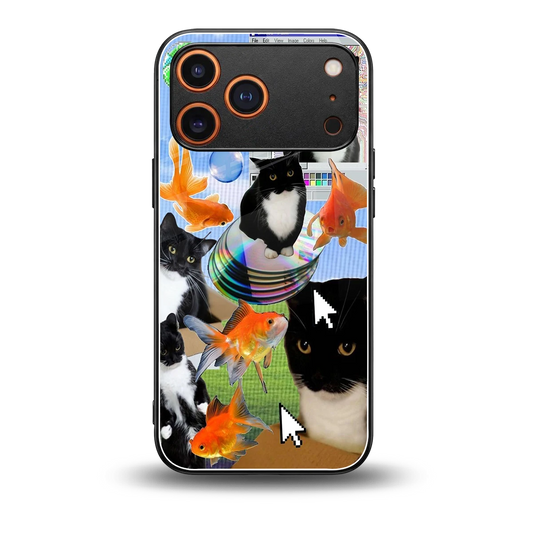 Techno Kitties back phone cover | glass case for iphone 17 pro max