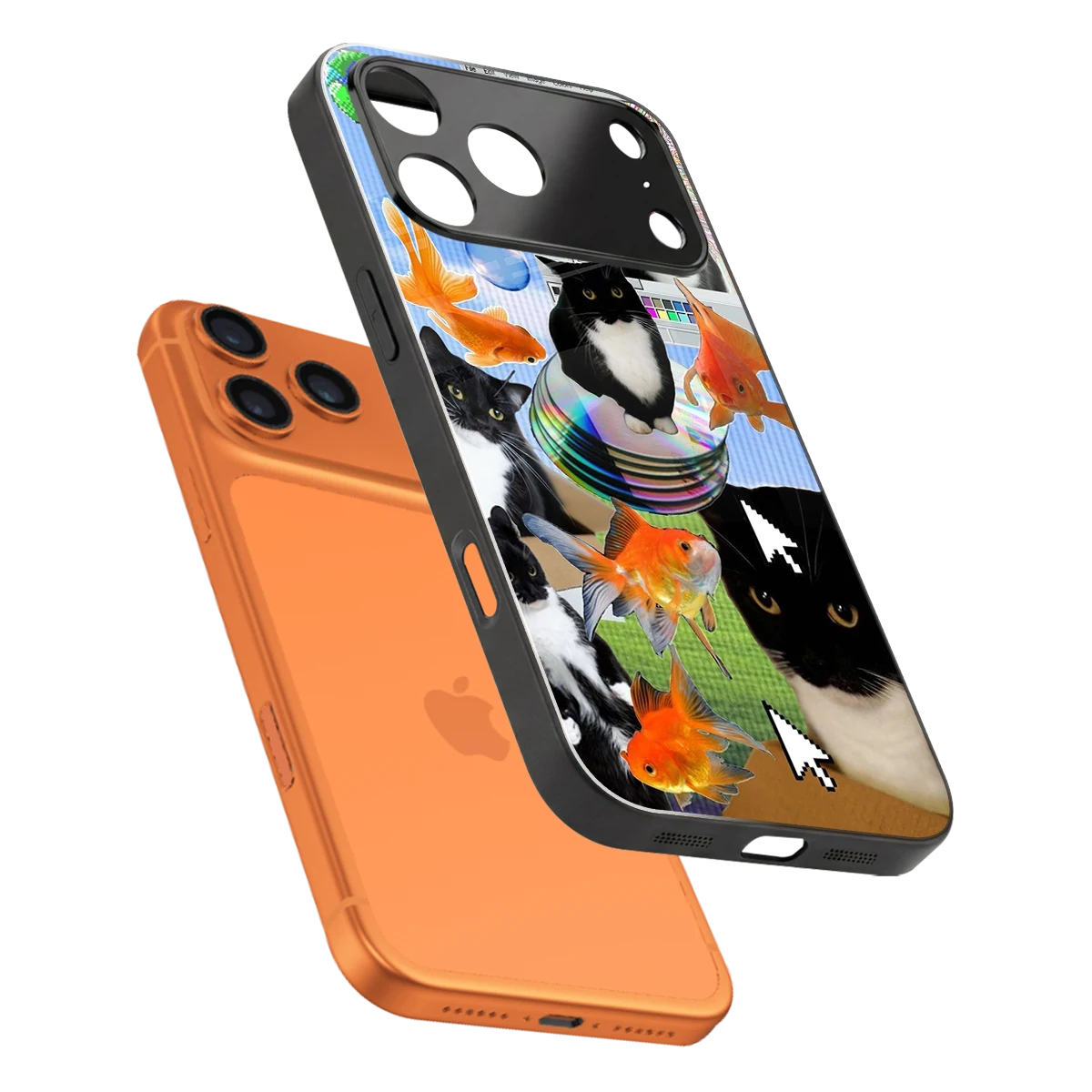 Techno Kitties sleek iphone 17 pro max cover with tempered glass back and TPU edges