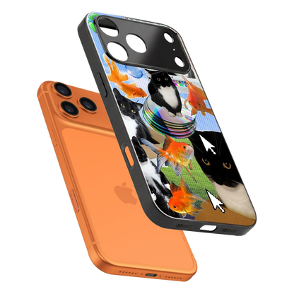 Techno Kitties sleek iphone 17 pro max cover with tempered glass back and TPU edges