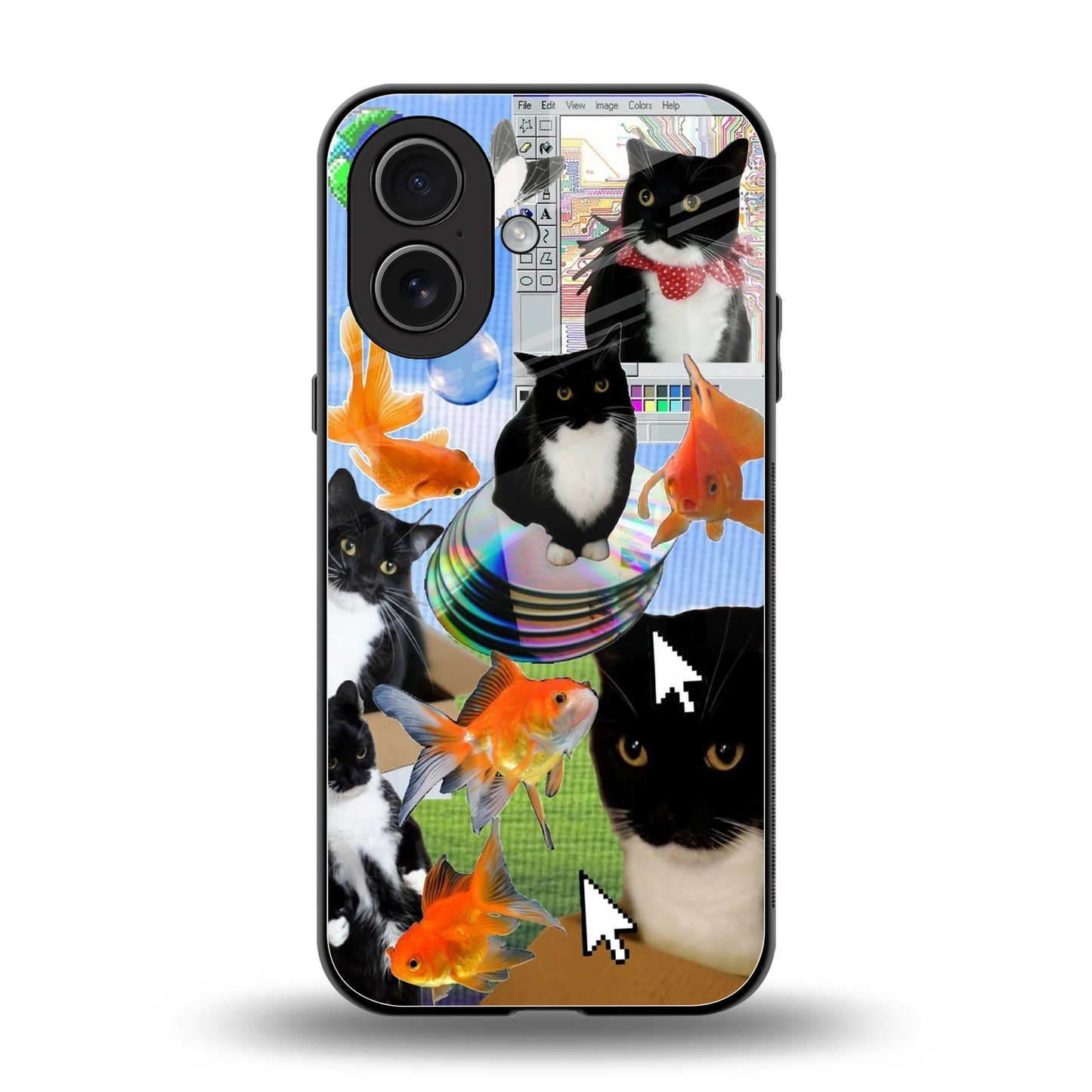 Techno Kitties back phone cover | glass case for iphone 17