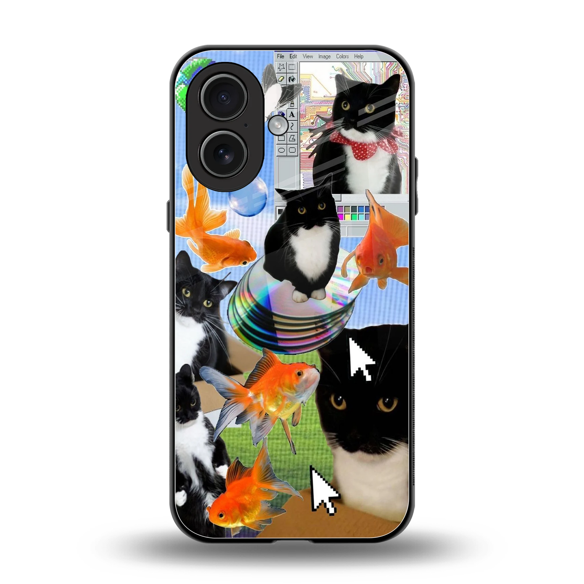 Techno Kitties back phone cover | glass case for iphone 17