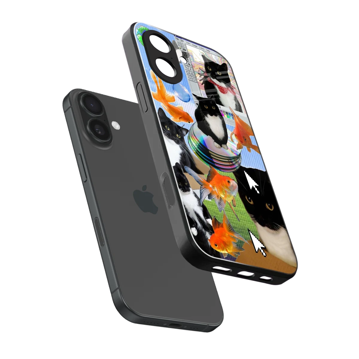 Techno Kitties sleek iphone 17 cover with tempered glass back and TPU edges