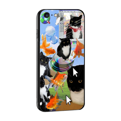 Techno Kitties sleek iphone 6s plus cover with tempered glass back and TPU edges