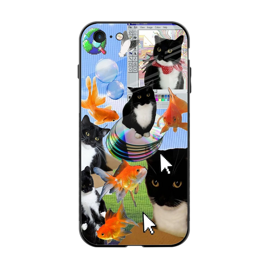 Techno Kitties back phone cover | glass case for iphone 6