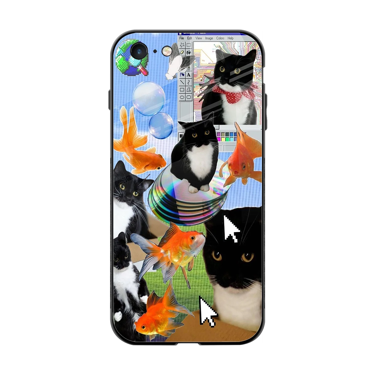 Techno Kitties back phone cover | glass case for iphone 6s plus