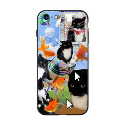 Techno Kitties back phone cover | glass case for iphone 6s plus