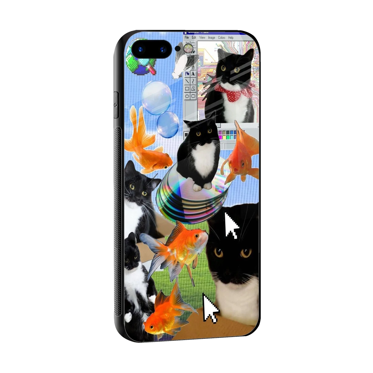 Techno Kitties sleek iphone 8 plus cover with tempered glass back and TPU edges