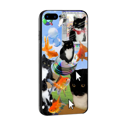 Techno Kitties sleek iphone 8 plus cover with tempered glass back and TPU edges